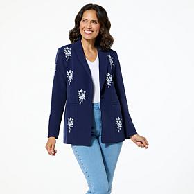 G by Giuliana Black Label Embroidered Woven Blazer