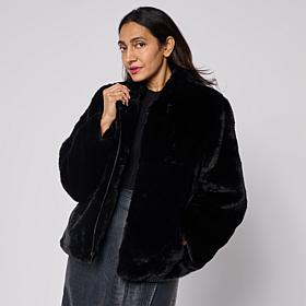 G by Giuliana Black Label Knit Faux Fur Jacket