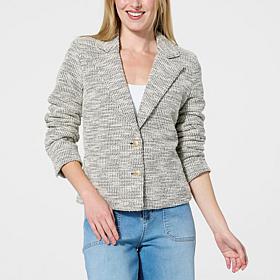 G by Giuliana Black Label Metallic Tweed Cropped Blazer