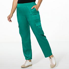 G by Giuliana Black Label Straight-Leg Satin Cargo Pant