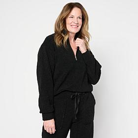 G by Giuliana Black Label Teddy Lux Quarter-Zip Pullover Top