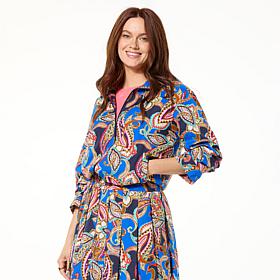 G by Giuliana Court to Resort Ruched-Sleeve Zipper Jacket