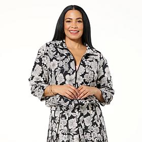 G by Giuliana Court to Resort Ruched-Sleeve Zipper Jacket