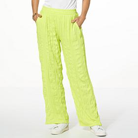 G by Giuliana Crinkled Woven Pull-On Wide Leg Pant