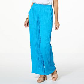 G by Giuliana Crinkled Woven Pull-On Wide Leg Pant