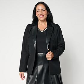G by Giuliana Denim and Faux Leather Blazer