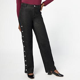 G by Giuliana Denim Straight Leg Pant with Snap Button Detail