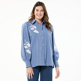 G by Giuliana Embellished Striped Blouse