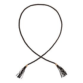G by Giuliana Faux Leather Braided Tassel Belt