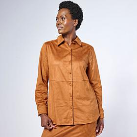 G by Giuliana Faux Suede Button-Down Shirt