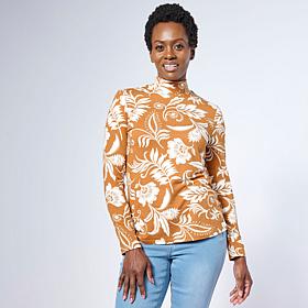 G by Giuliana G-Knit Printed Mock Neck Top