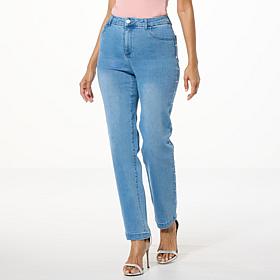 G by Giuliana G-Soft Denim Straight-Leg Jean with Faux Pearl Accents