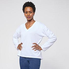 G by Giuliana Knit V-Neck Pullover with High Low Hem