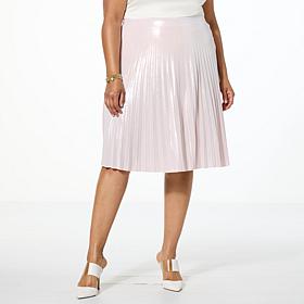 G by Giuliana Pleated Metallic Knit Skirt