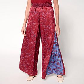 G by Giuliana Printed Woven Wide-Leg Pant with Godets