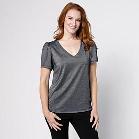 G by Giuliana Short Sleeve Foil Knit Top