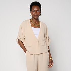 G by Giuliana Short Sleeve Stretch Woven Jacket