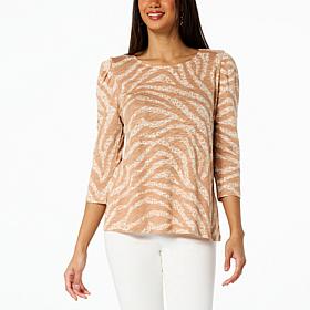G by Giuliana Slub Jersey Knit Puff-Sleeve Printed Tee