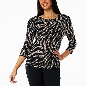 G by Giuliana Slub Jersey Knit Puff-Sleeve Printed Tee