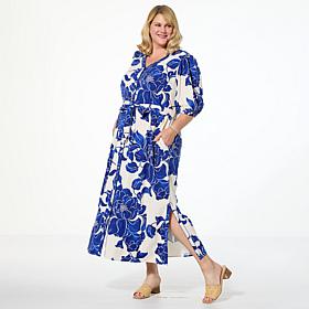 G by Giuliana Woven Embroidered Puff-Sleeve Midi Dress