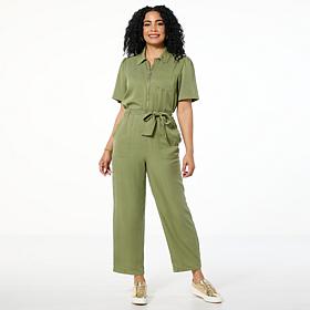 G by Giuliana Woven Tencel Wide Leg Jumpsuit