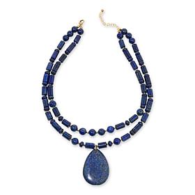 GemHues 17" Bronze Gemstone Double Layered Beaded Necklace      