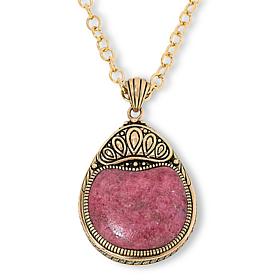 GemHues Bronze Gemstone Textured Pear Pendant with 30" Chain  