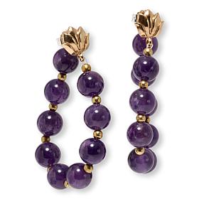 GemHues Lotus Bronze Gemstone Bead Hoop Drop Earrings