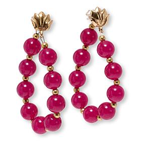 GemHues Lotus Bronze Gemstone Bead Hoop Drop Earrings