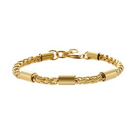 Geoffrey Beene Men's Stainless Steel 3-Cylinder Wheat Chain Bracelet