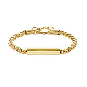 Geoffrey Beene Men's Stainless Steel Cylinder Bar Wheat Chain Bracelet