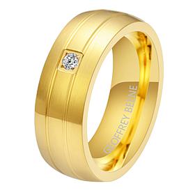 Geoffrey Beene Men's Stainless Steel CZ Polished Ring