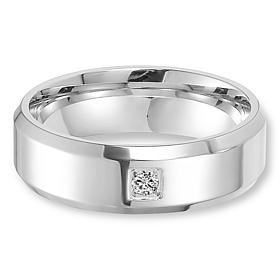 Geoffrey Beene Men's Stainless Steel CZ Solitaire Band Ring
