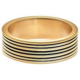 Geoffrey Beene Men's Stainless Steel Engraved Edge Band Ring