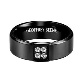Geoffrey Beene Men's Stainless Steel Four-CZ Ring