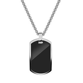 Geoffrey Beene Stainless Steel Polished Dog Tag Pendant Necklace