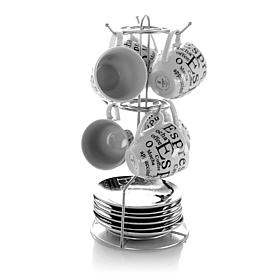 Gibson Espresso 13Pc Small Stoneware Coffee Cup, Saucer and Rack Set