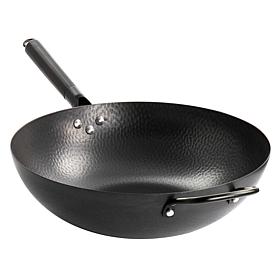 Gibson Home Hammered 13" Heavy Gauge Carbon Steel Wok in Black
