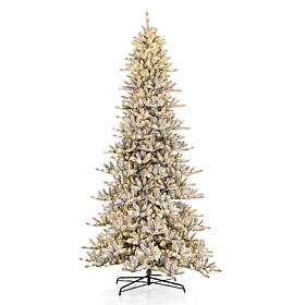 Glitzhome 11' Preloaded with LED Flocked Fir Artificial Christmas T...