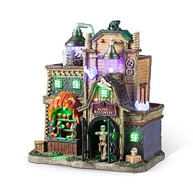Glitzhome 11"H Lighted Resin Halloween Haunted House Village