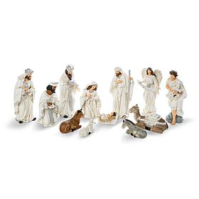 Glitzhome 12pcs Ivory Resin Nativity Figurine Set
