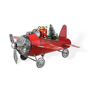 Glitzhome 14" Christmas Metal Airplane with Gifts Table Décor