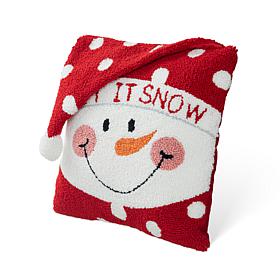 Glitzhome 14" Hooked 3D Snowman Pillow