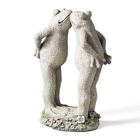 Glitzhome 15.25"H Resin Two Kissing Frog Statue