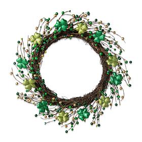 Glitzhome 20in D St. Patrick's Shamrock Berry Wreath