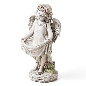 Glitzhome 21" Angel Garden Statue with Birdfeeder