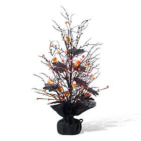 Glitzhome 21in. H Lighted Halloween Candy Corn Berries Table Tree