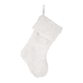 Glitzhome 21in. H White Plush Christmas Stocking