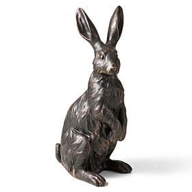 Glitzhome 23" H Standing Rabbit Statue with Bronze Coating
