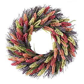 Glitzhome 24"D Pink, Purple & Yellow Mixed Heather Wreath